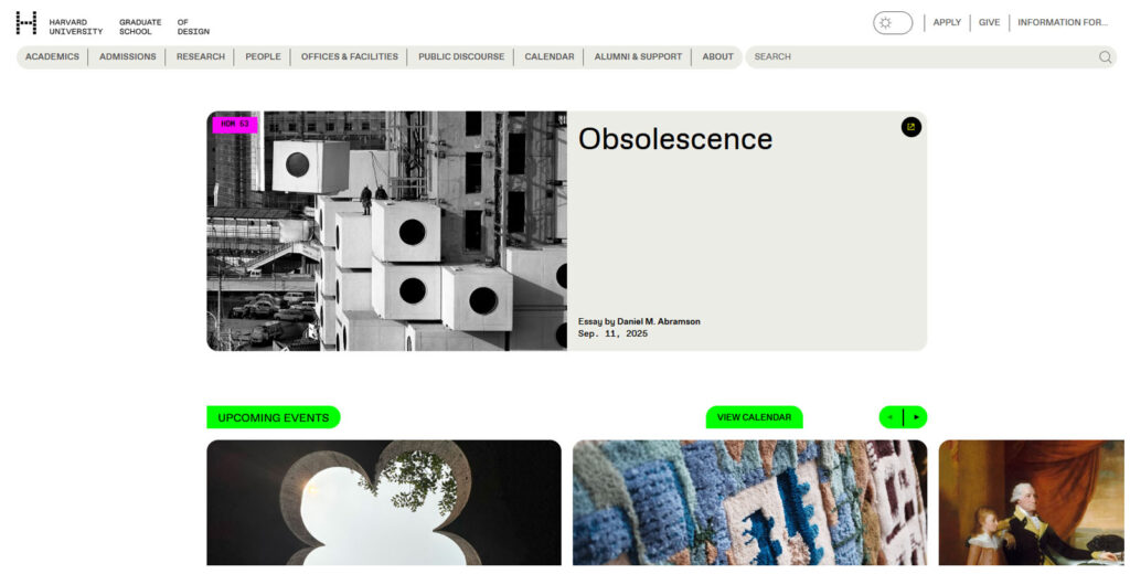 Harvard Graduate School of Design Home page