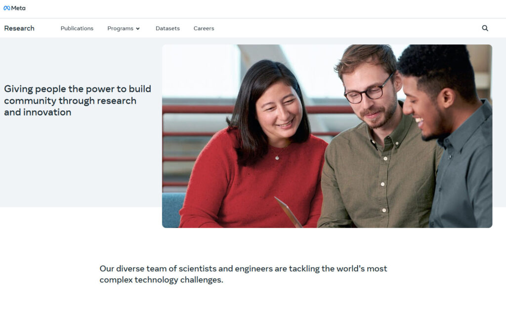 Meta research home page
